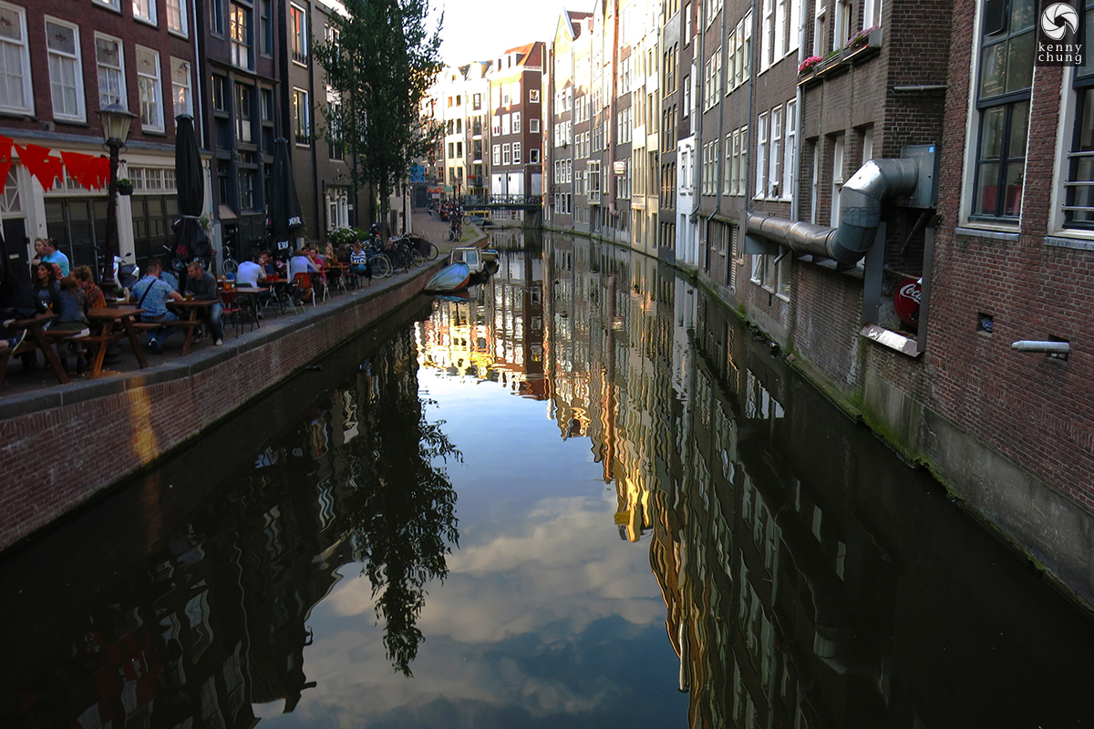 Houses reflected off a canal in Amsterdam