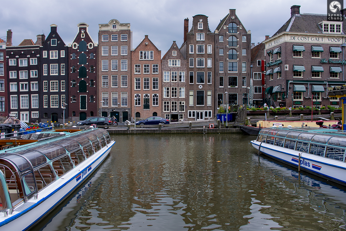Narrow houses on the canal in Amsterdam