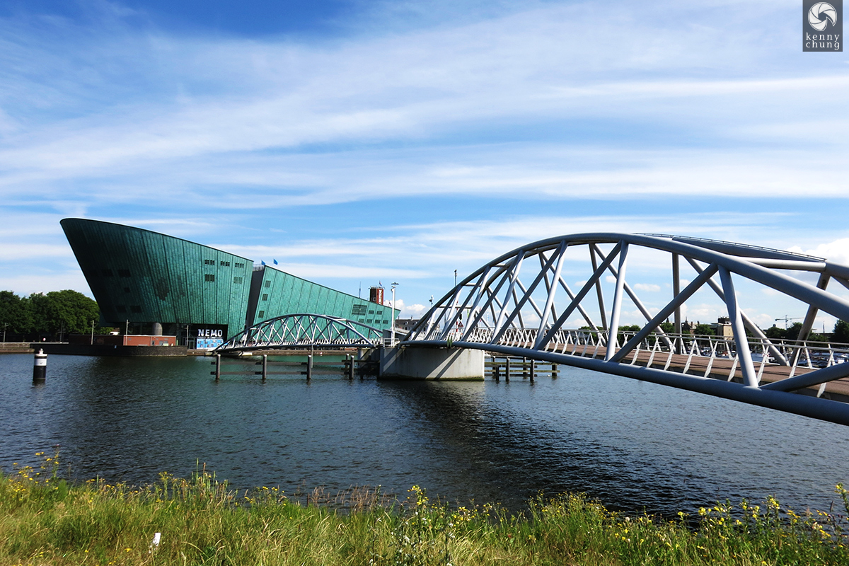 The NEMO Museum and NEMO Bridge in Amsterdam