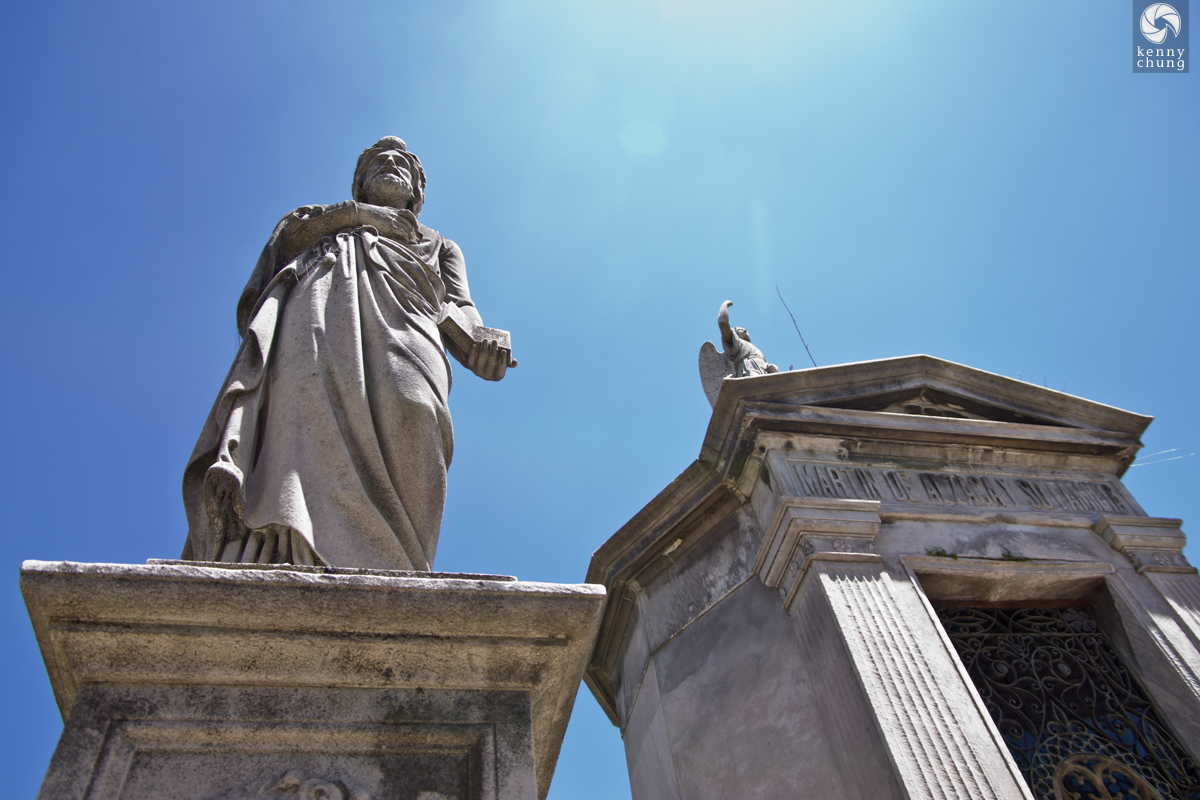 Statues atop graves at La Recoleta Cemetery