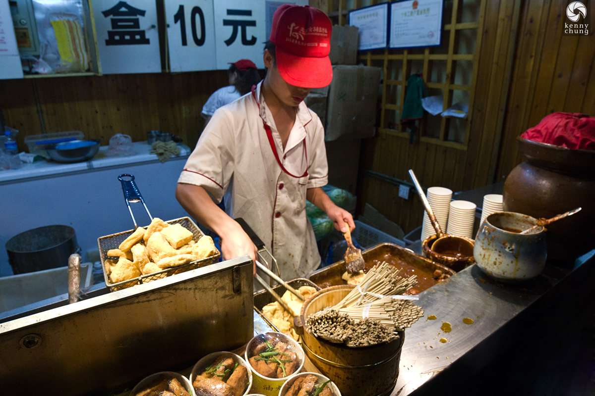Stinky tofu vendor at Beijing night market