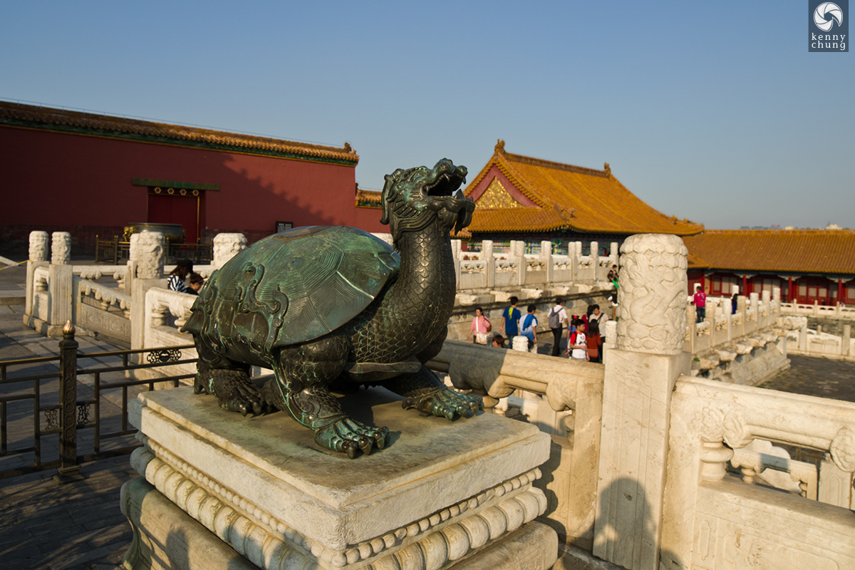 Dragon head tortoise statue at the Forbidden City, Beijing