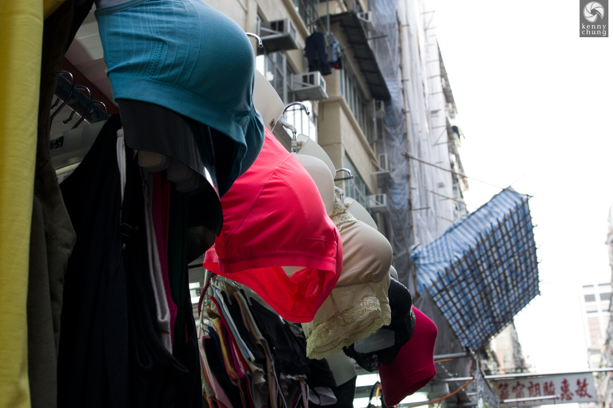 Bras for sale at the Ladies Market in Mong Kok