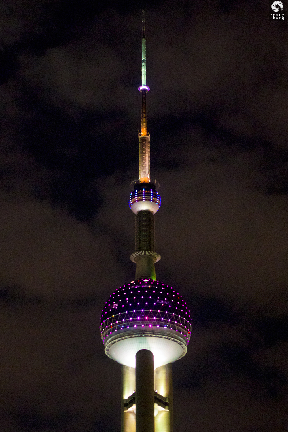 The Oriental Pearl Radio and TV Tower in Shanghai at night