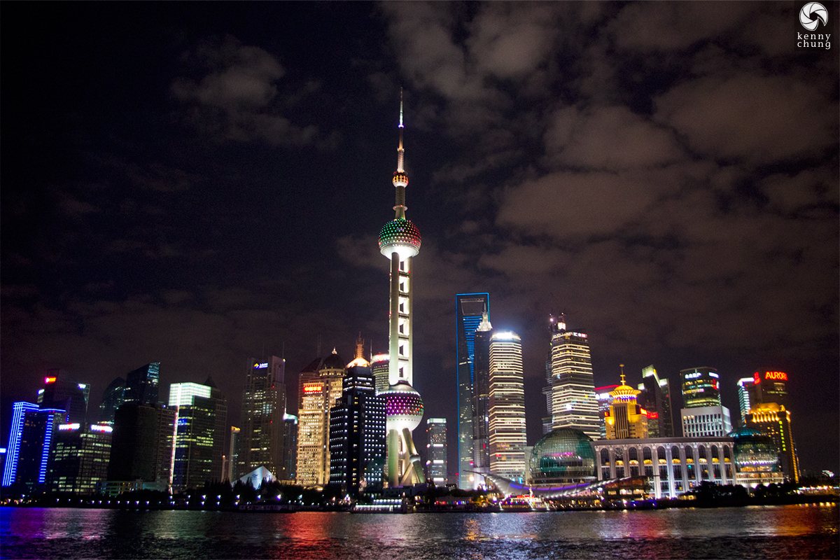 Shanghai skyline at night from the Huangpu River