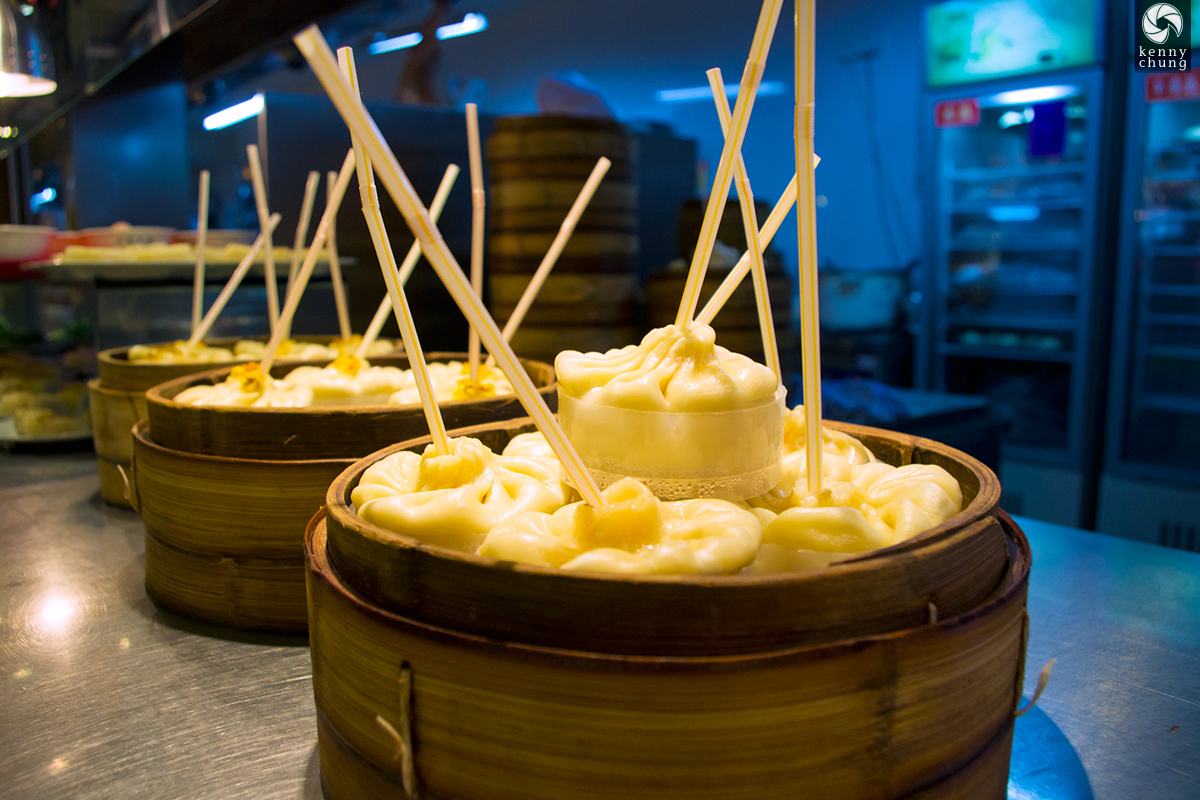 Soup dumplings with straws in Shanghai