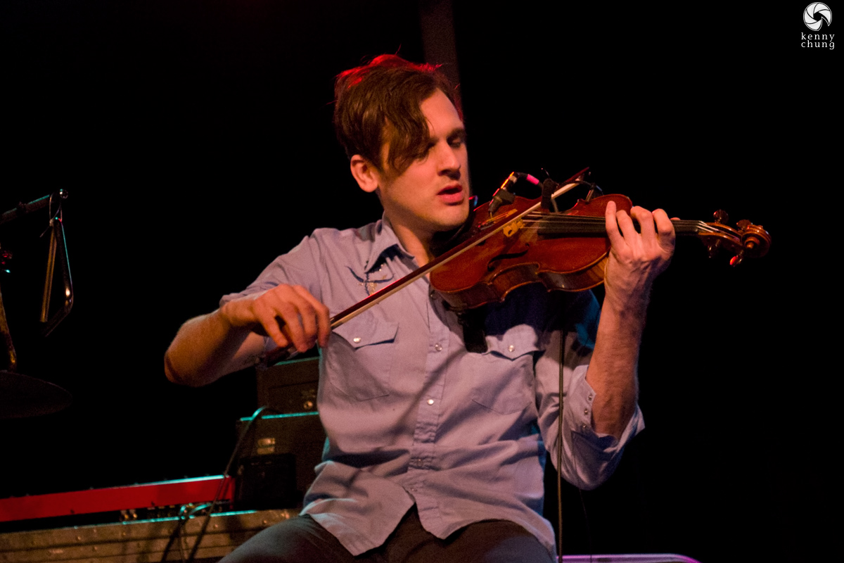 Christopher Tignor playing violin at Littlefield, Brooklyn