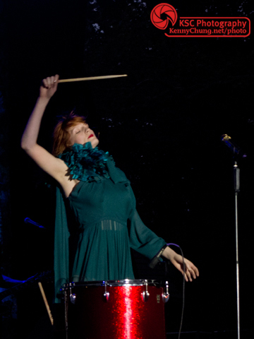 Florence Welch banging the drums at Central Park Summerstage