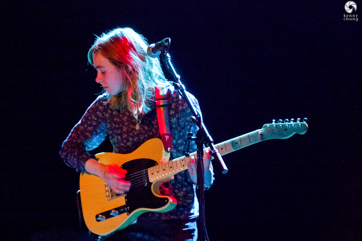 Julien Baker playing her Fender Telecaster at the Bowery Ballroom