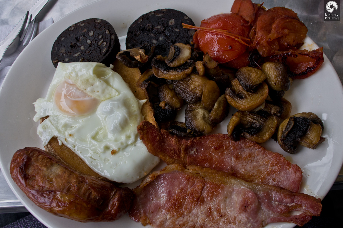 A traditional English breakfast at E Pellicci in Bethnal Green, London.