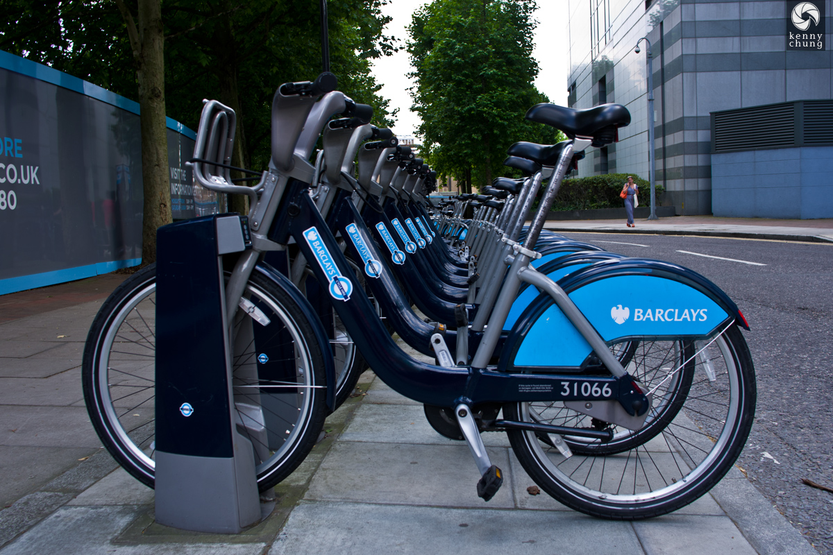 Barclays bikes aka Boris Bikes in Southwark