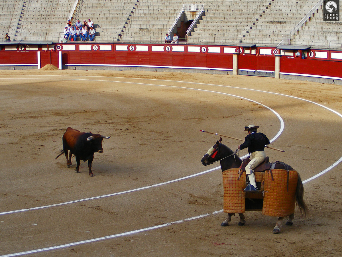 The picador ready to challenge the bull