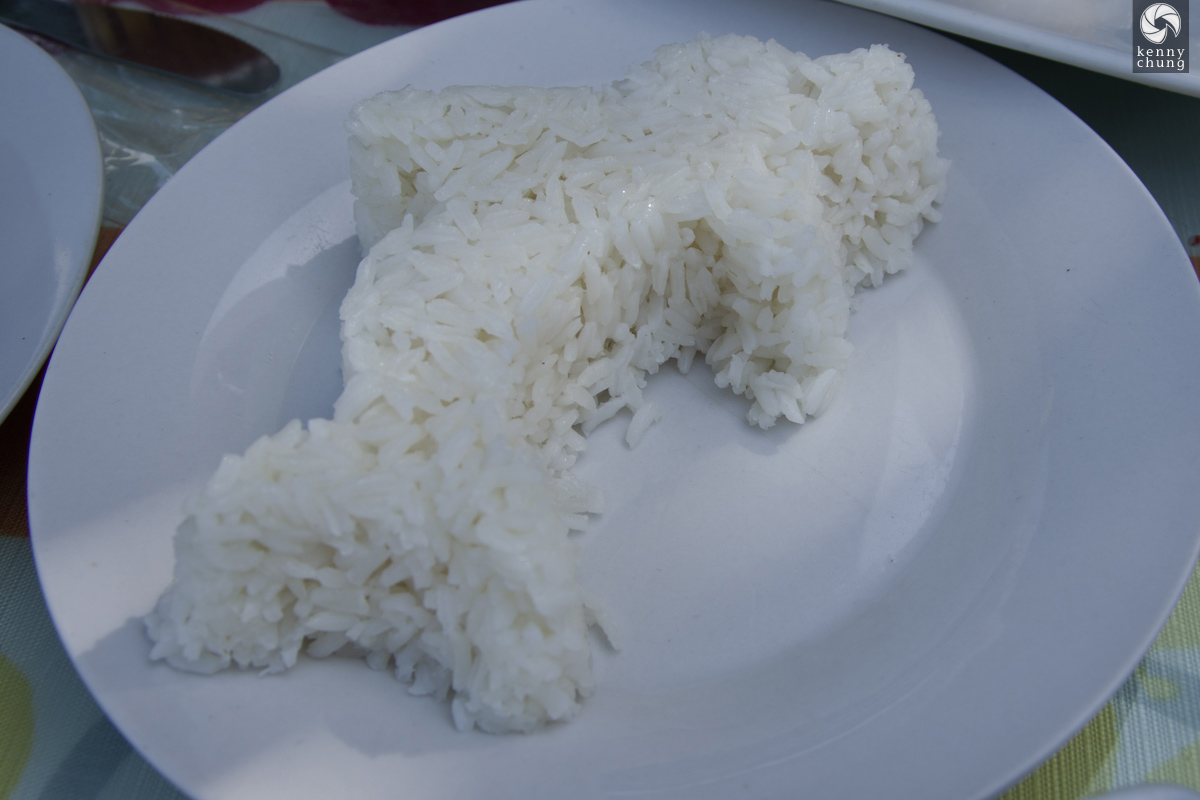 Rice in the shape of a dolphin