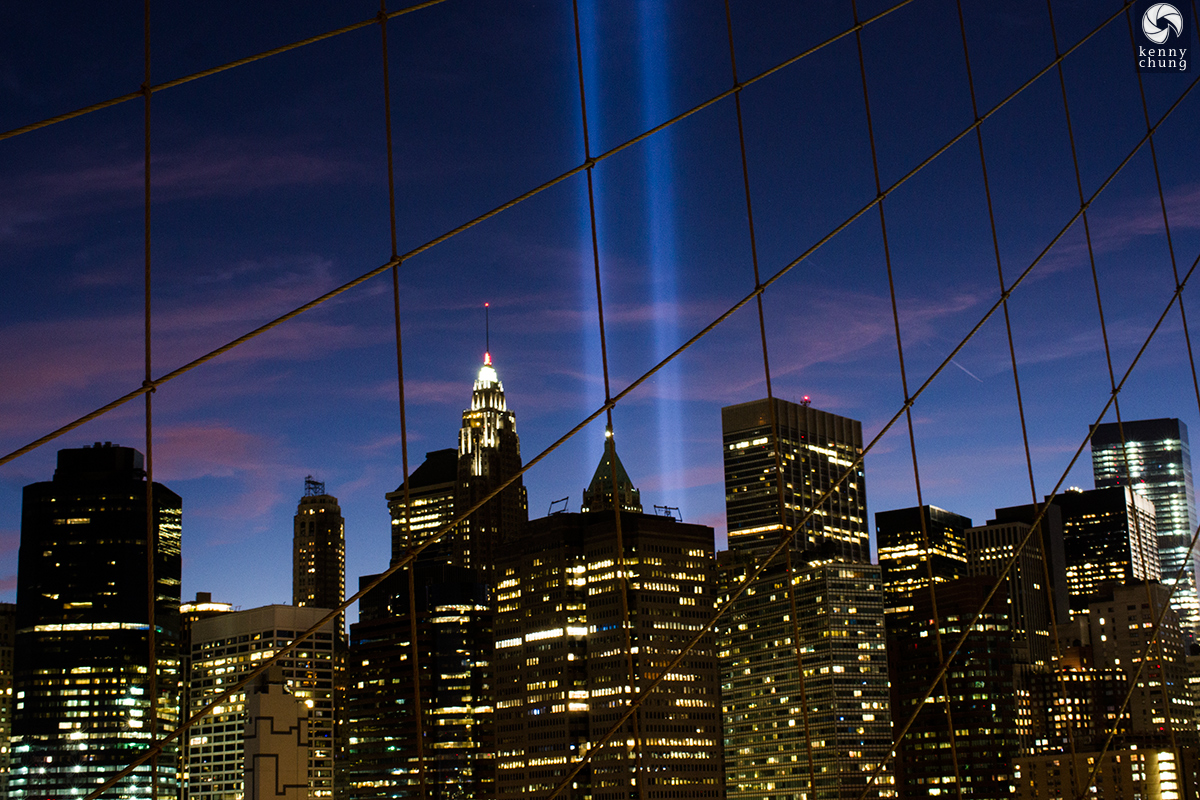 Tribute in Light 2016 from the Brooklyn Bridge