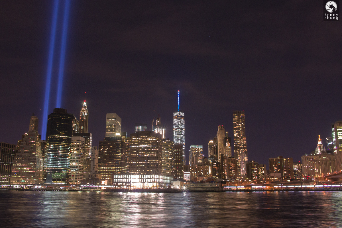 Tribute in Light from Brooklyn Bridge Park Pier 1