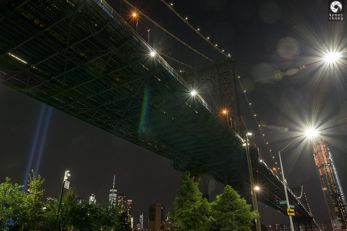 Tribute in Light 2017 from Brooklyn Bridge Park