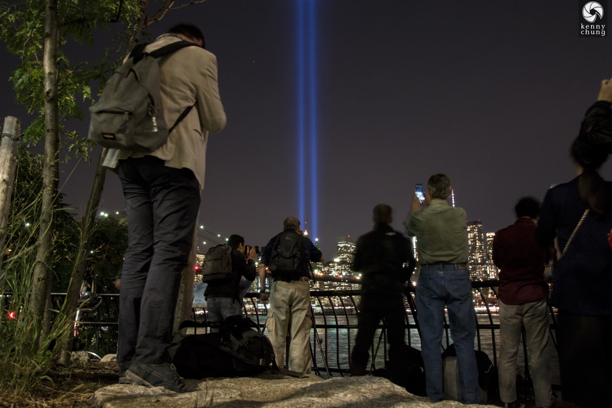 Tribute in Light 2017 from Brooklyn Bridge Park