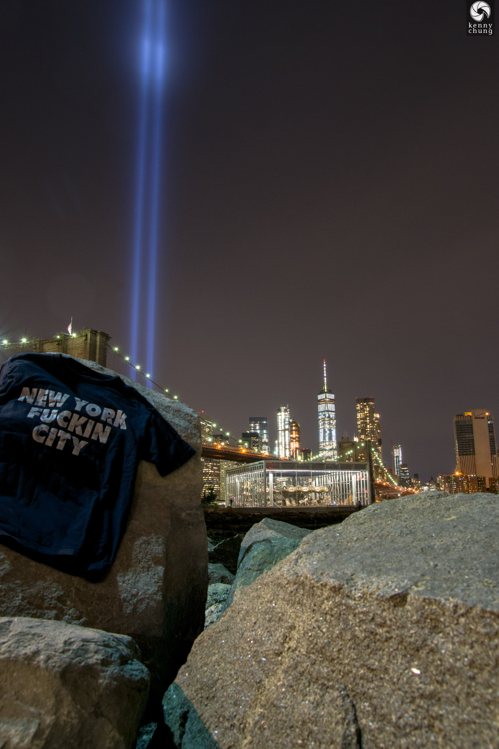 Tribute in Light 2017 from Brooklyn Bridge Park