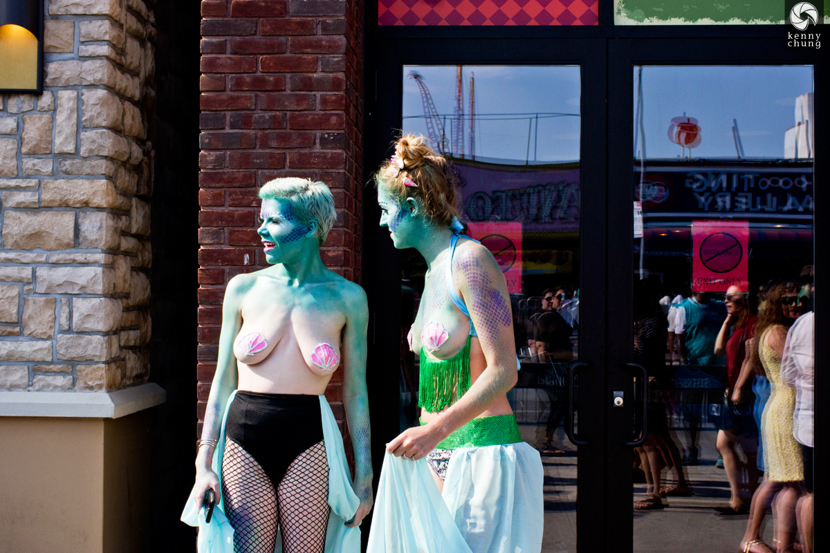 Some women dressed up for the Mermaid Parade in Coney Island
